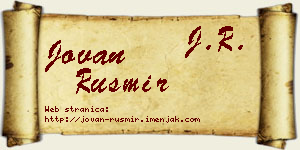 Jovan Rusmir vizit kartica